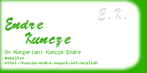 endre kuncze business card